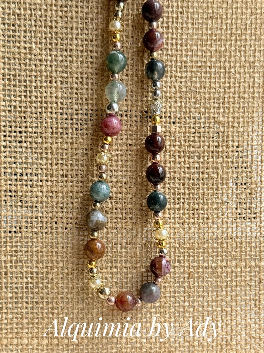 Gold and Multicolor Indian agate Beaded choker Necklace